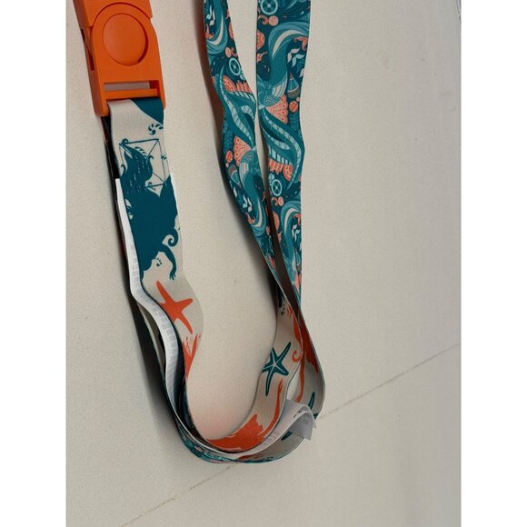 NWT Disney Parks Little Mermaid Ariel Reversible Trading Lanyard Orange Strap - Picture 3 of 4